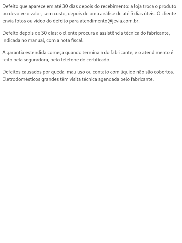 Garantia e produto com defeito