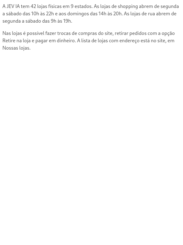 Lojas físicas e horários