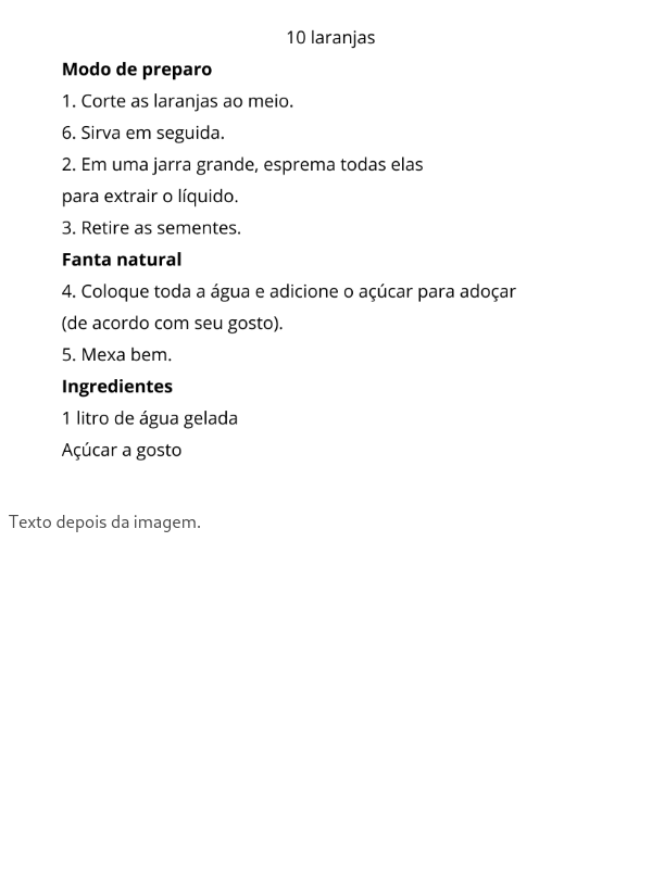 Receita de suco de laranja